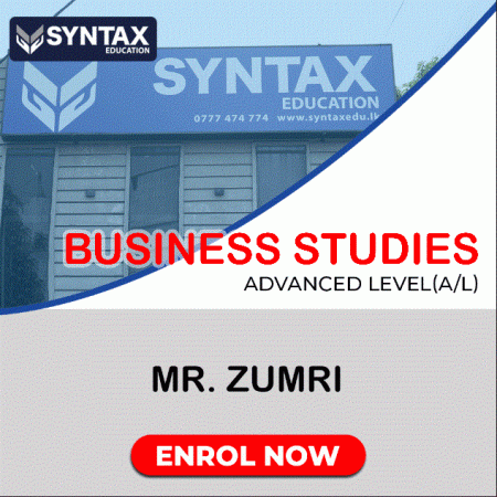 Business Studies by Mr. Zumri Zunoon Advanced Level (A/L) 2028