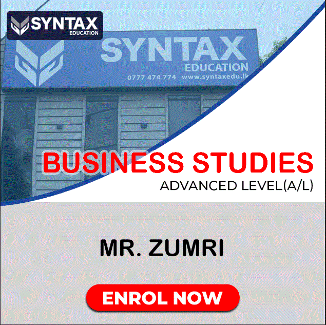 Business Studies by Mr. Zumri Zunoon Advanced Level (A/L) 2026 (Revision)