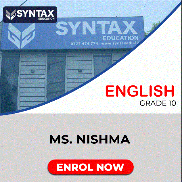 English Language by Ms. Nishma Grade 10